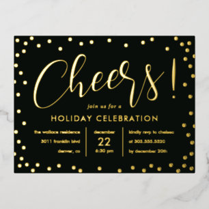 Bubble Cheer Folie Holiday Invitation Briefkaart