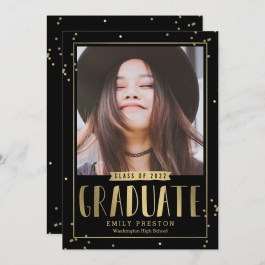 Bubble Chic EDITABLE COLOR Afstuderen Invitation Kaart (Voorkant / Achterkant)