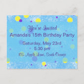Bubble Dot Birthday Invite Uitnodiging Briefkaart (Voorkant)