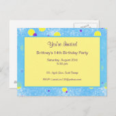 Bubble Dot Personalized Birthday Invite Briefkaart (Voorkant / Achterkant)