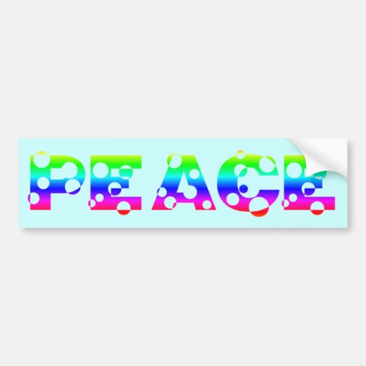 Bubble Dot Rainbow PEACE Bumpersticker (Voorkant)