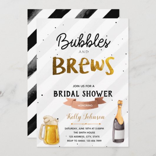 Bubble en brei-bridal doucheuitnodiging kaart (Voorkant / Achterkant)
