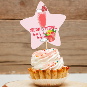 Bubble en brunch baby shower cupcake toppers ster sticker