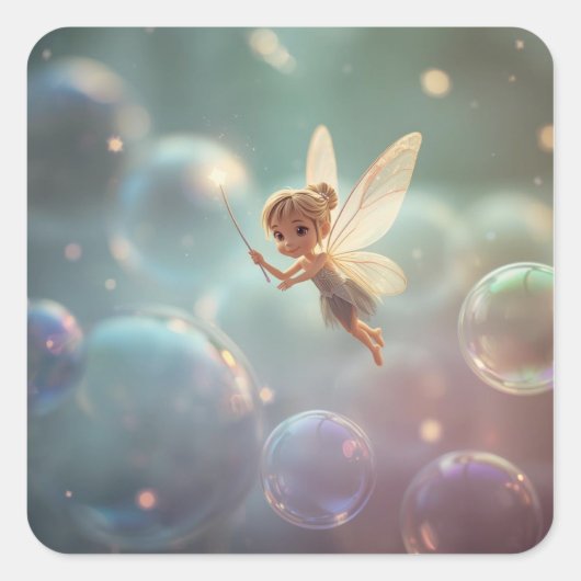Bubble Fairy Vierkante Sticker (Voorkant)