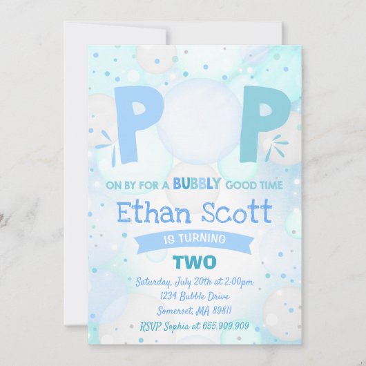 Bubble Fête Anniversaire Invitation Bubbly Anniver (Devant)