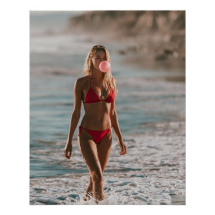 Bubble Gum Beach Babe Kust Zomer Muur Kunst Perfect Poster