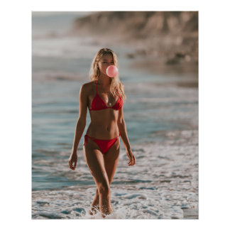 Bubble Gum Beach Babe Kust Zomer Muur Kunst Perfect Poster