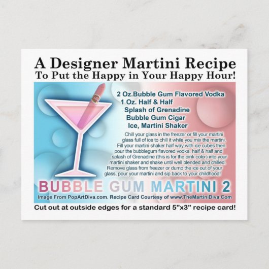 Bubble Gum Candy Martini Opus Deux Recette Carte (Devant)
