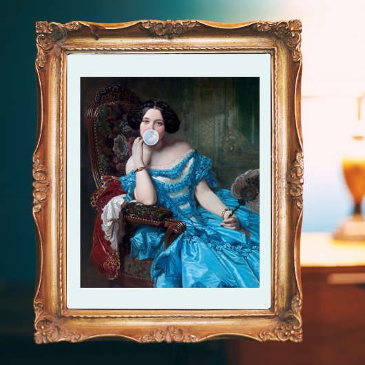 Bubble gum Diva in blauw satijn Perfect Poster