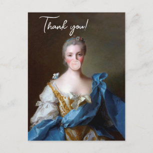 Bubble gum Diva met Blauwe Vlinder Bedankkaart Briefkaart