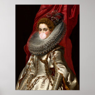 Bubble gum Diva met een kraag Poster