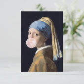 Bubble Gum Diva met Parel Oorbel Bedankkaart (Staand voorkant)