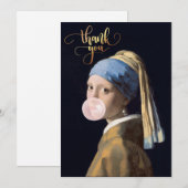 Bubble Gum Diva met Parel Oorbel Bedankkaart (Voorkant / Achterkant)