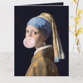 Bubble Gum Diva met Parel Oorbel Kaart (Gele Bloem)