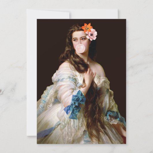 Bubble Gum Diva met twee bloemen Bedankkaart (Voorkant)