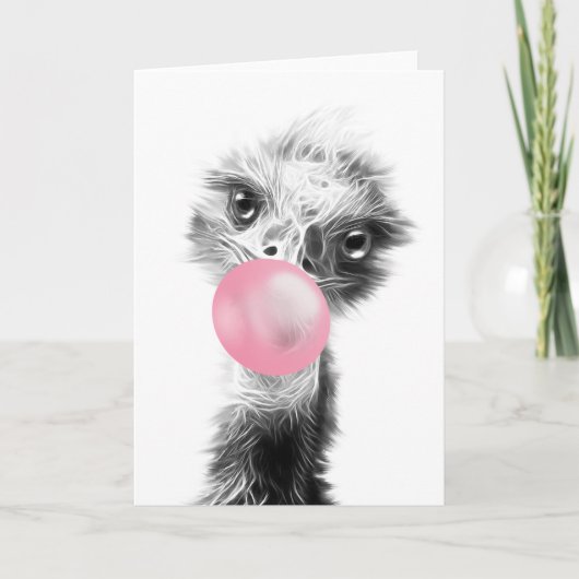 Bubble gum emu. Grapjny Emu Bird Bird Bedankkaart (Voorkant)