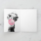 Bubble gum emu. Grapjny Emu Bird Bird Bedankkaart (Binnen)