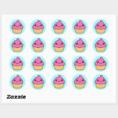 Bubble Gum Frosting Kawaii Cupcake Rond Ronde Sticker (Vel)