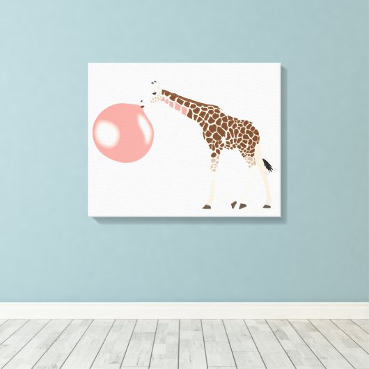 Bubble Gum Giraffe Baling Bubble Canvas Afdruk (Insitu (Houten vloer))
