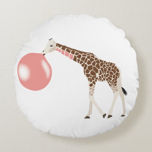 Bubble Gum Giraffe Baling Bubble Rond Kussen (Voorkant)