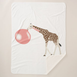 Bubble Gum Giraffe Baling Bubble Sherpa Deken