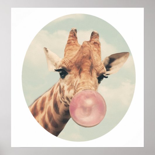 Bubble gum giraffe poster (Voorkant)