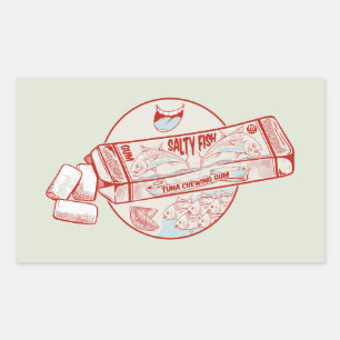 Bubble gum grappige tonijn vis smaak rechthoekige sticker