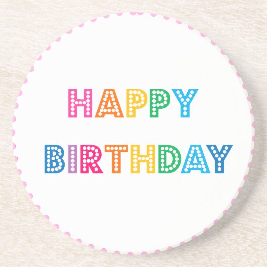 Bubble Gum Happy Birthday Zandsteen Onderzetter (Voorkant)