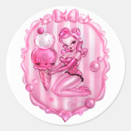 Bubble Gum Ice Cream Pin Up Ronde Sticker