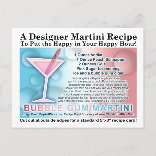 Bubble Gum Martini Opus One Recept Kaart Briefkaar (Voorkant)