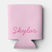 Bubble Gum Pink Hot Roze Aangepaste Cursieve Naam Blikjeskoeler (Achterkant)