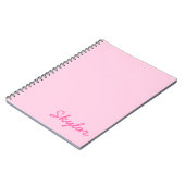 Bubble Gum Pink Hot Roze Aangepaste Cursieve Naam Notitieboek (Linkerzijde)