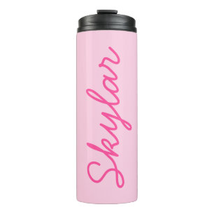 Bubble Gum Pink Hot Roze Aangepaste Cursieve Naam Thermosbeker