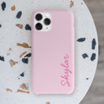 Bubble Gum rose Hot rose Personnalisé Nom Coque -<br><div class="desc">Ceci est une Bubble Gum rose Hot rose Custom Cursive Nom iPhone Boîtier!</div>