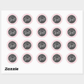 Bubble Gum Roze Houndstooth Ronde Sticker (Vel)