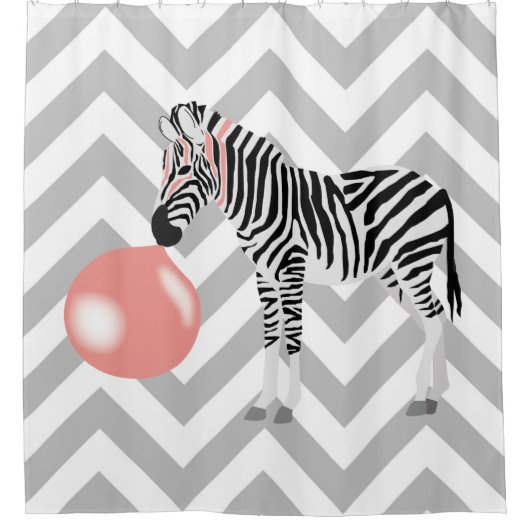 Bubble Gum Zebra Baling Bubble Douchegordijn (Voorkant)