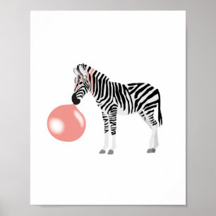 Bubble Gum Zebra Baling Bubble Poster