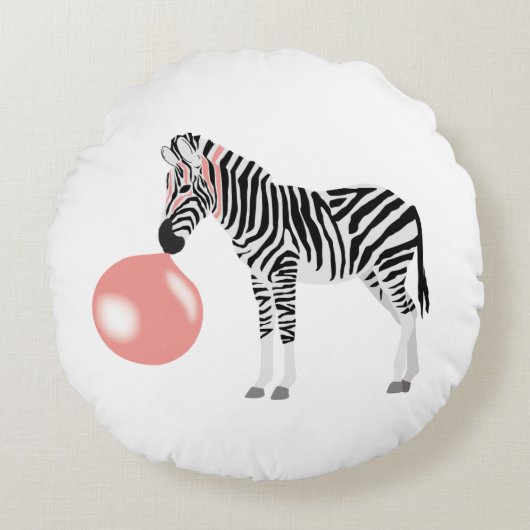 Bubble Gum Zebra Baling Bubble Rond Kussen (Voorkant)