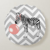Bubble Gum Zebra Baling Bubble Rond Kussen (Voorkant)