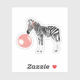 Bubble Gum Zebra Baling Bubble Sticker
