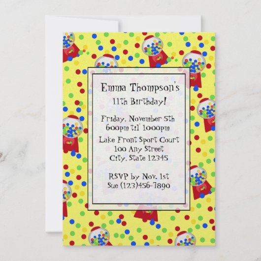 Bubble Gumballs Party Uitnodiging (Voorkant)