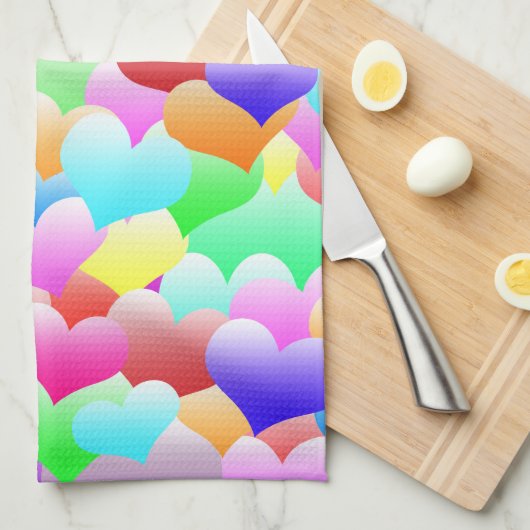 Bubble Hearts Dark Theedoek (Quarter Fold)