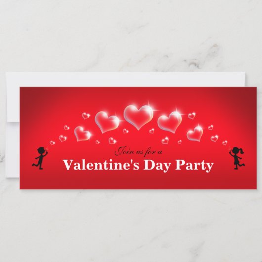 Bubble Hearts - Invitations de fête de la Saint Va (Devant)