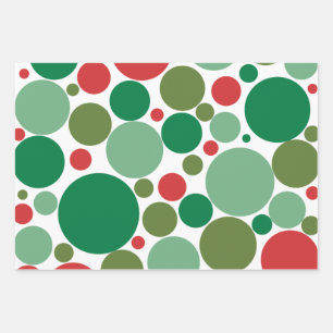 Bubble Mod Stippen Retro Kerstmis Red Green Inpakpapier Vel