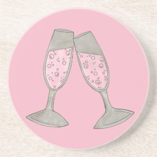 Bubble Pink Champagne Toast Cheers Celebration Zandsteen Onderzetter