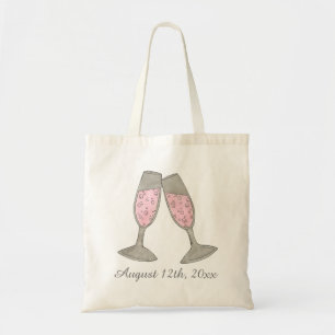 Bubble Pink Champagne Wedding Date Vrijgezellenfee Tote Bag