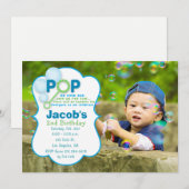 Bubble Pop Boy Foto Verjaardag Uitnodiging (Voorkant / Achterkant)