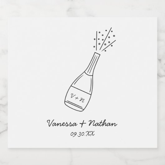 Bubble Popping Champagne fles grillige bruiloft Sparkling Wijnetiket (Enkel label)