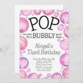 Bubble rose Invitation de fête d'anniversaire (Devant / Derrière)