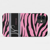 Bubble roze & Black Zebra Stripes personaliseren Case-Mate iPhone Case (Achterkant (horizontaal))